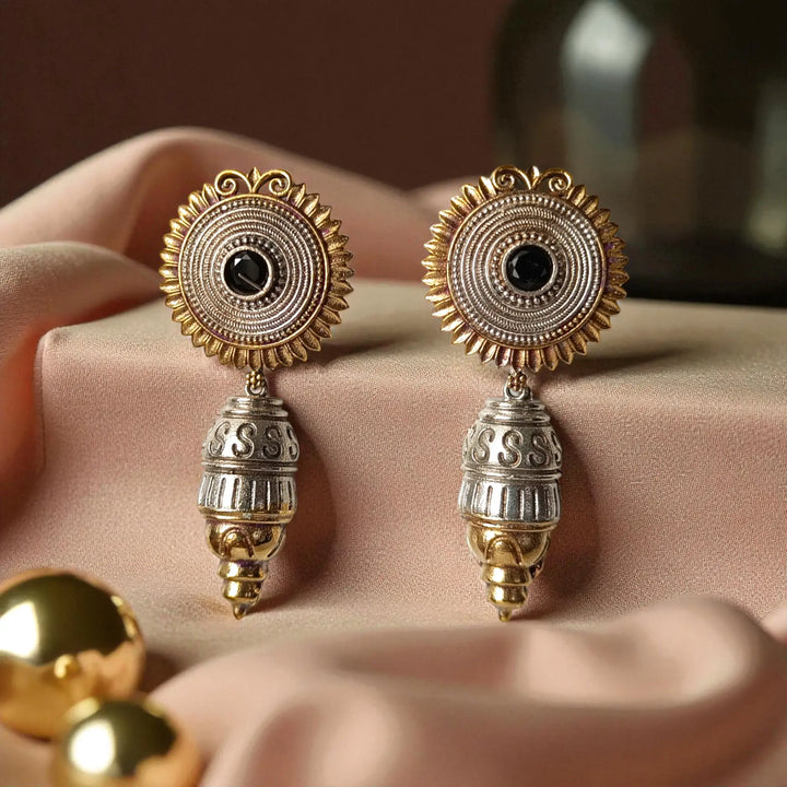 Atulya Classic Dual Tone Silver-Plated Earrings