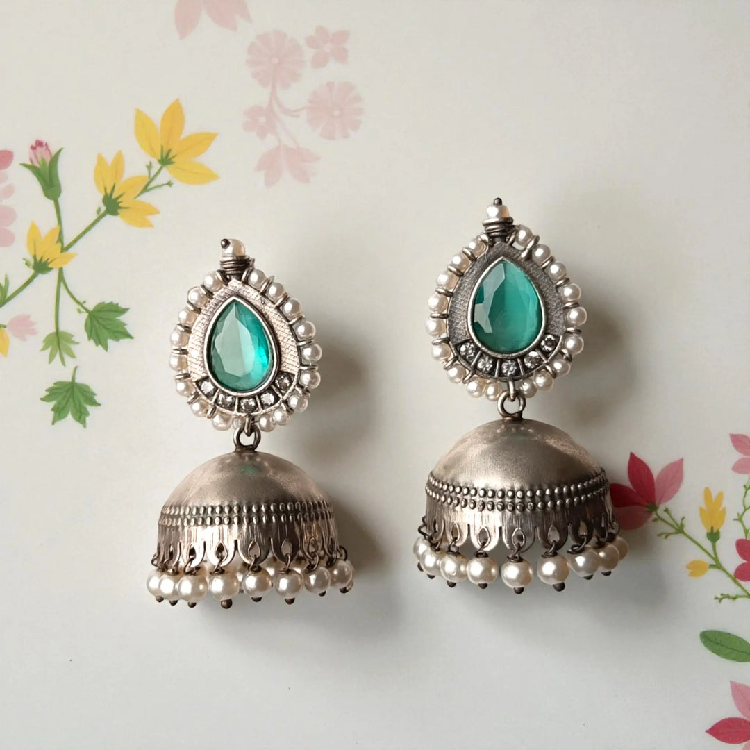 Silver Plated Nusrat Jhumkas