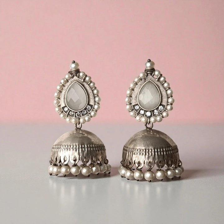 Silver Plated Nusrat Jhumkas