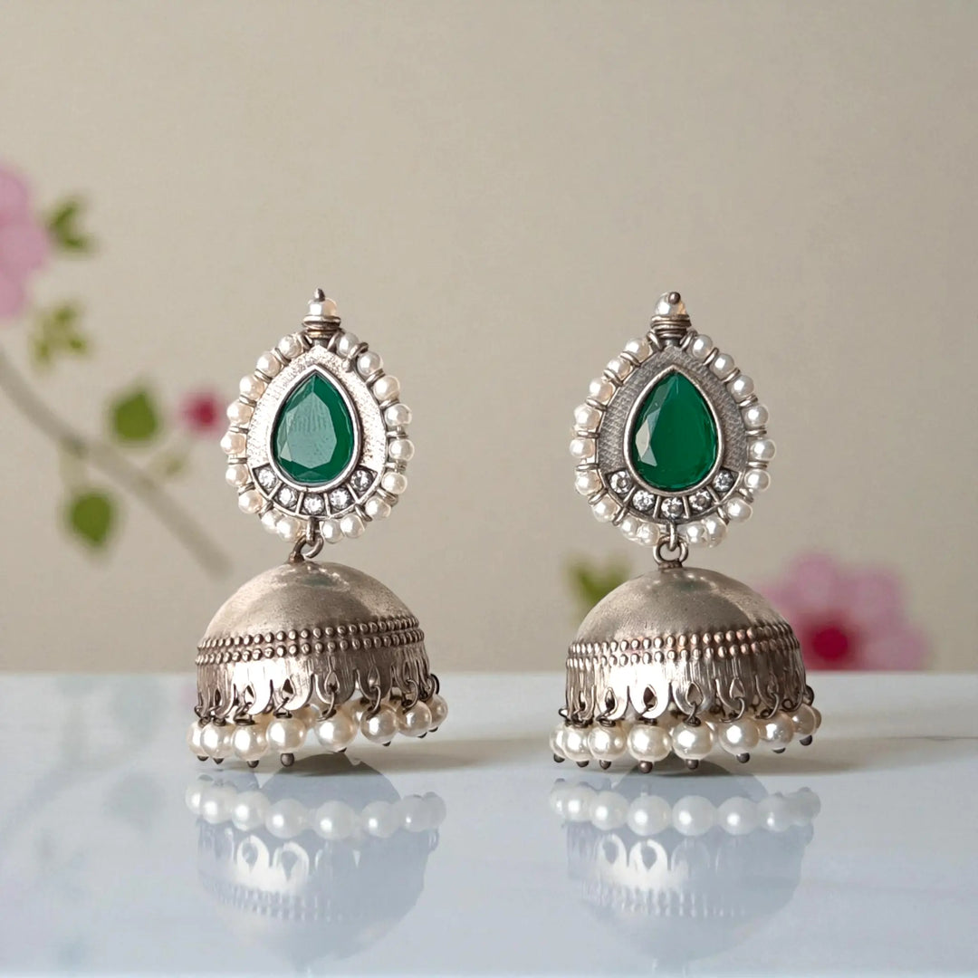 Silver Plated Nusrat Jhumkas