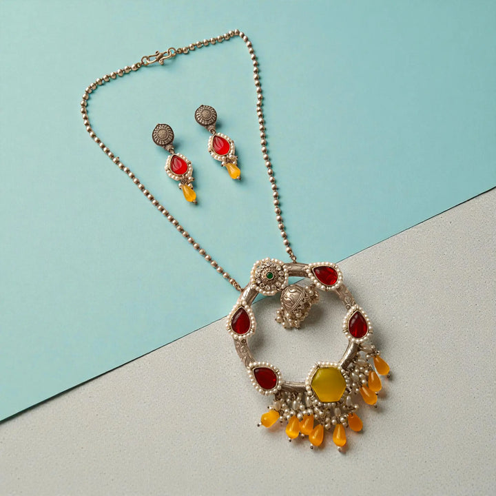 Tanushree Antique Yellow Red Choker Necklace