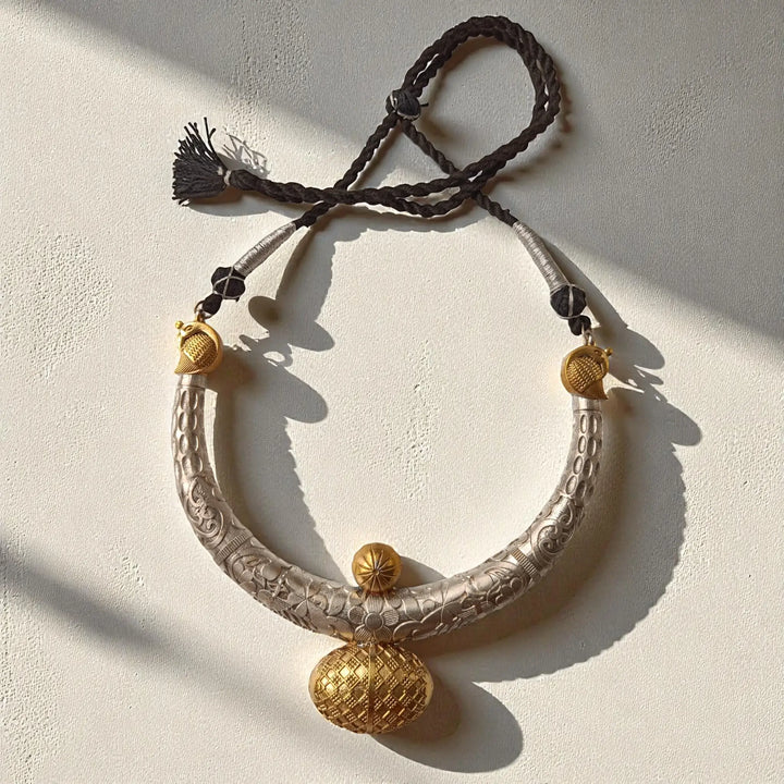 Gold Charm Dual-Tone Chitai Tribal Necklace