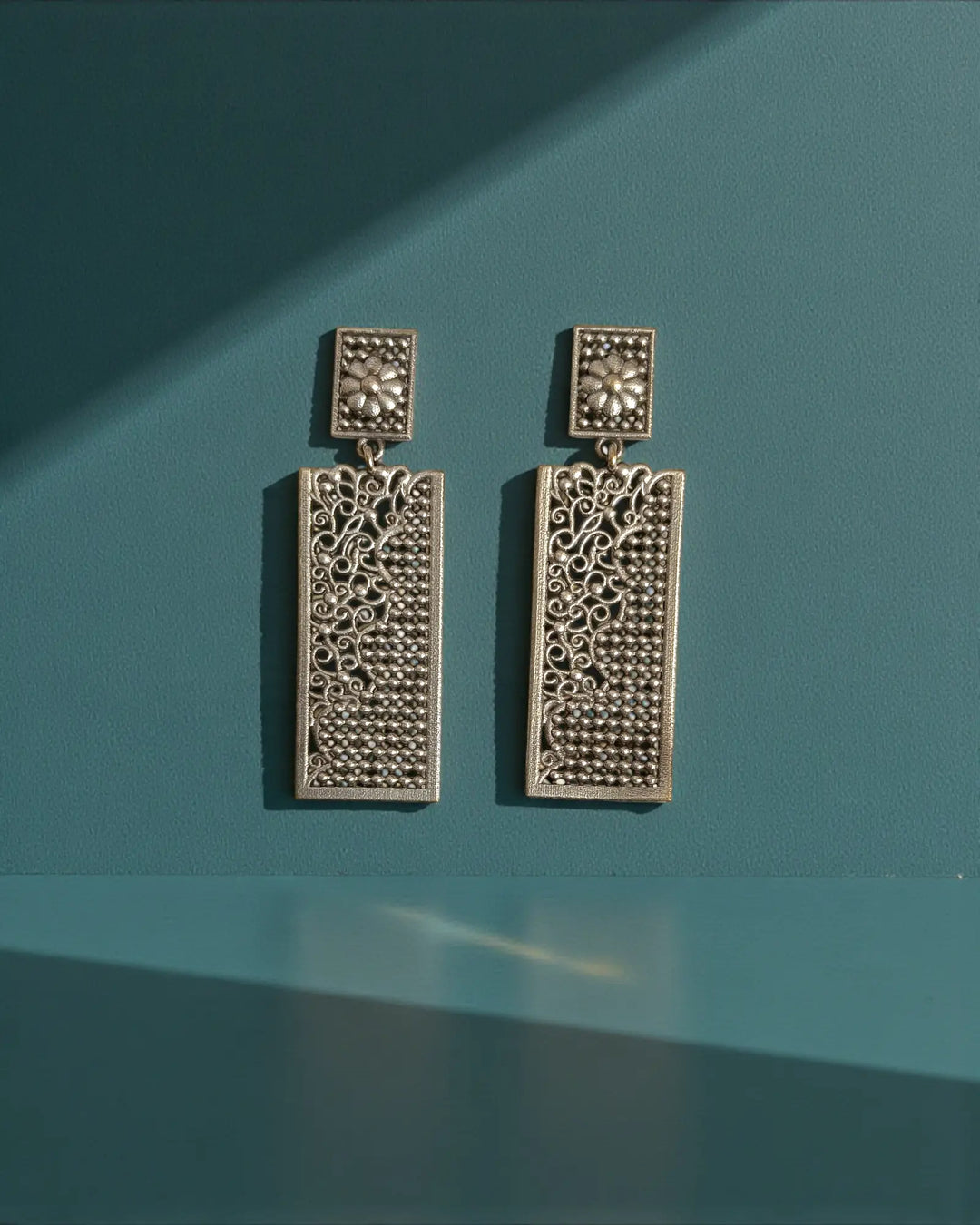 Bhavya Tear Drop Silver-Plated Earrings