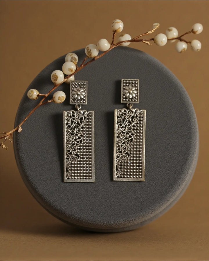 Bhavya Tear Drop Silver-Plated Earrings