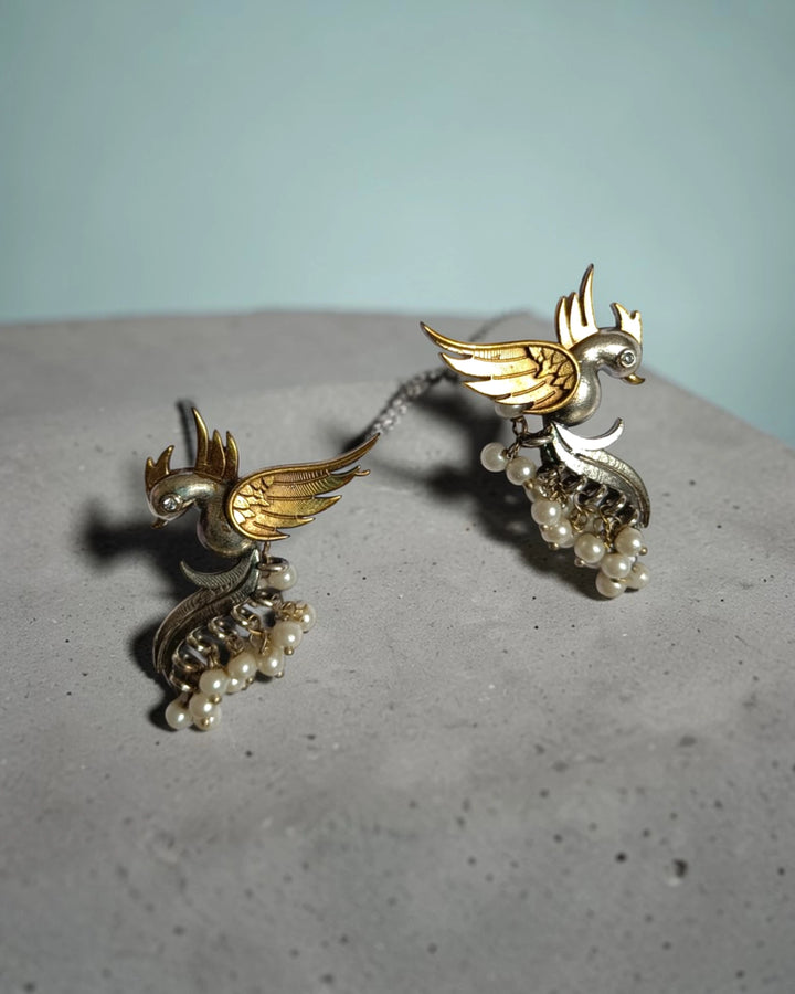 Dual Tone Flying Songbird Earrings