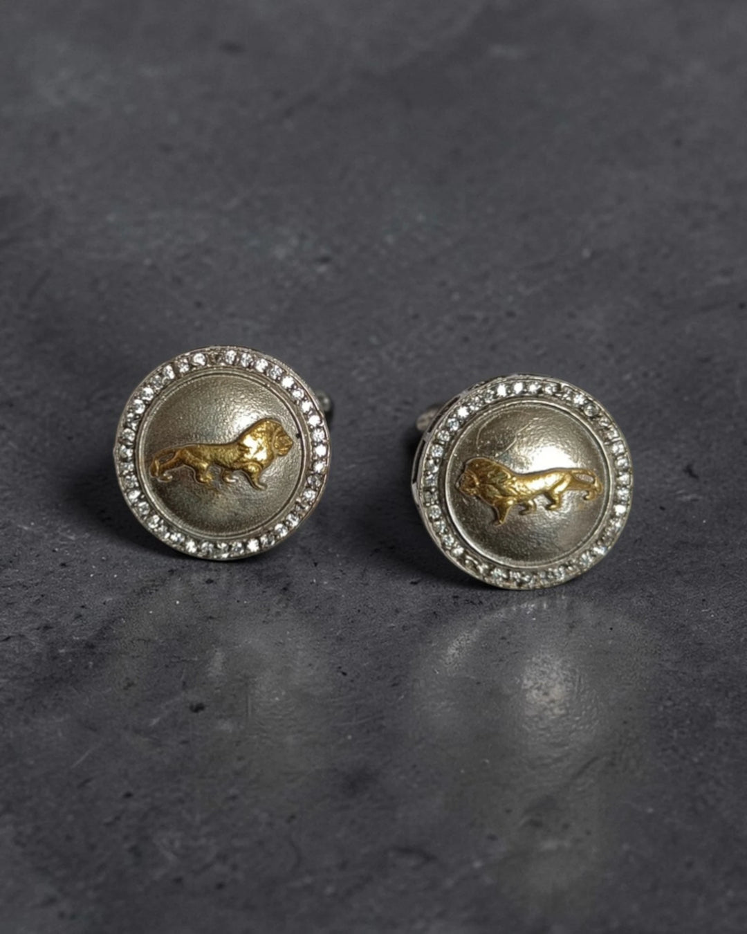 Regent Lion Embossed Dual-Tone Earrings