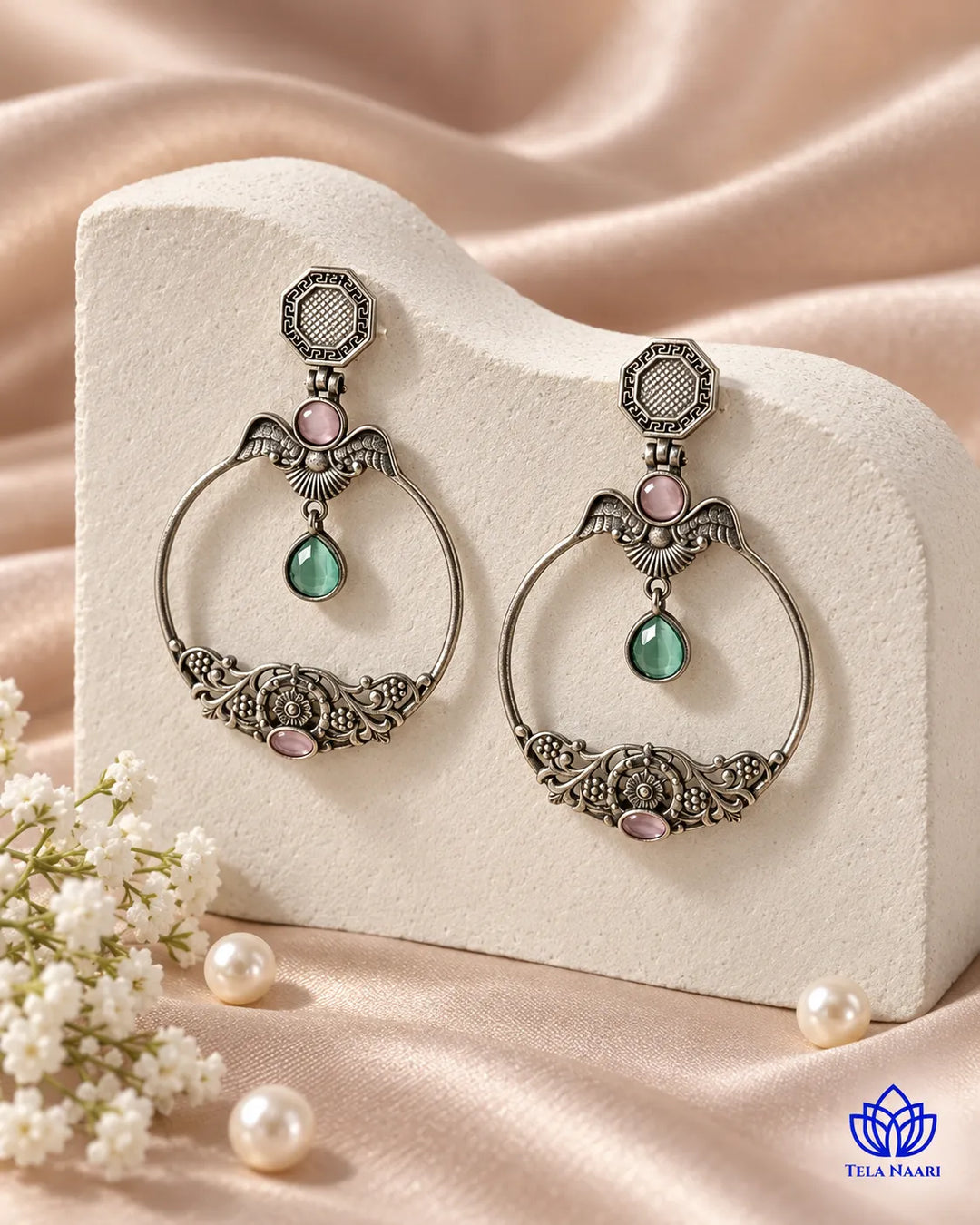 Inaki Silver Plated Sea Green Earrings