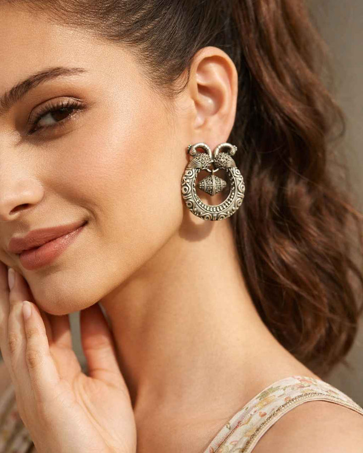 Silver Oxidised Earrings Rashida