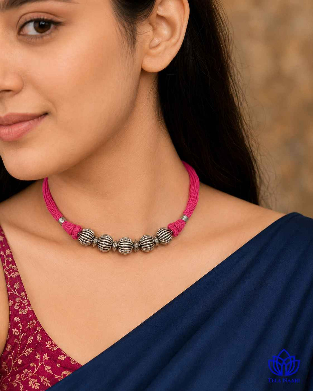 Reni Silver Plated Thread Choker Necklace