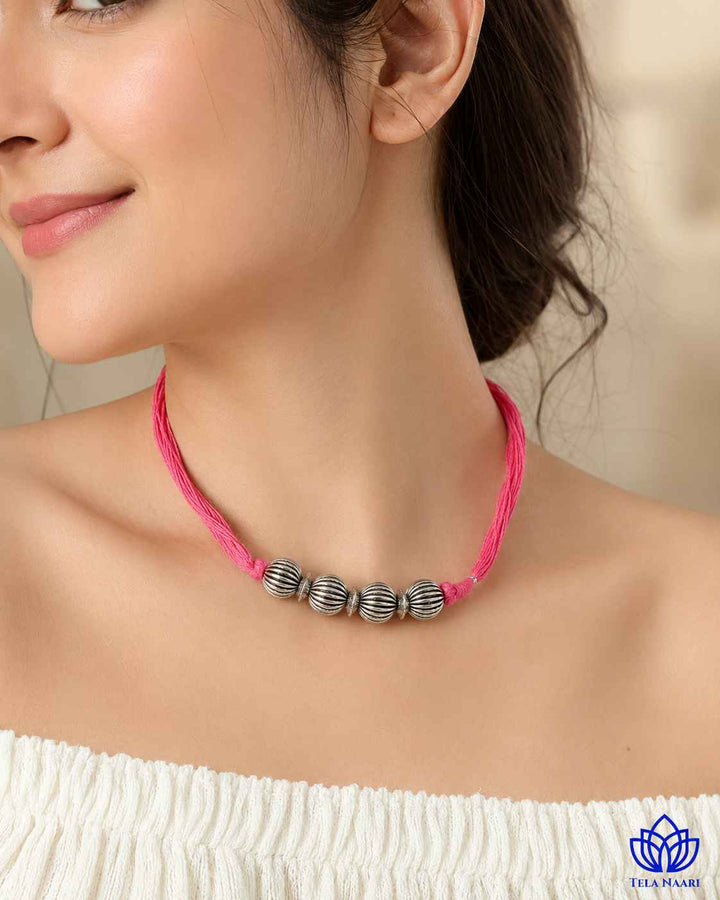 Reni Silver Plated Thread Choker Necklace