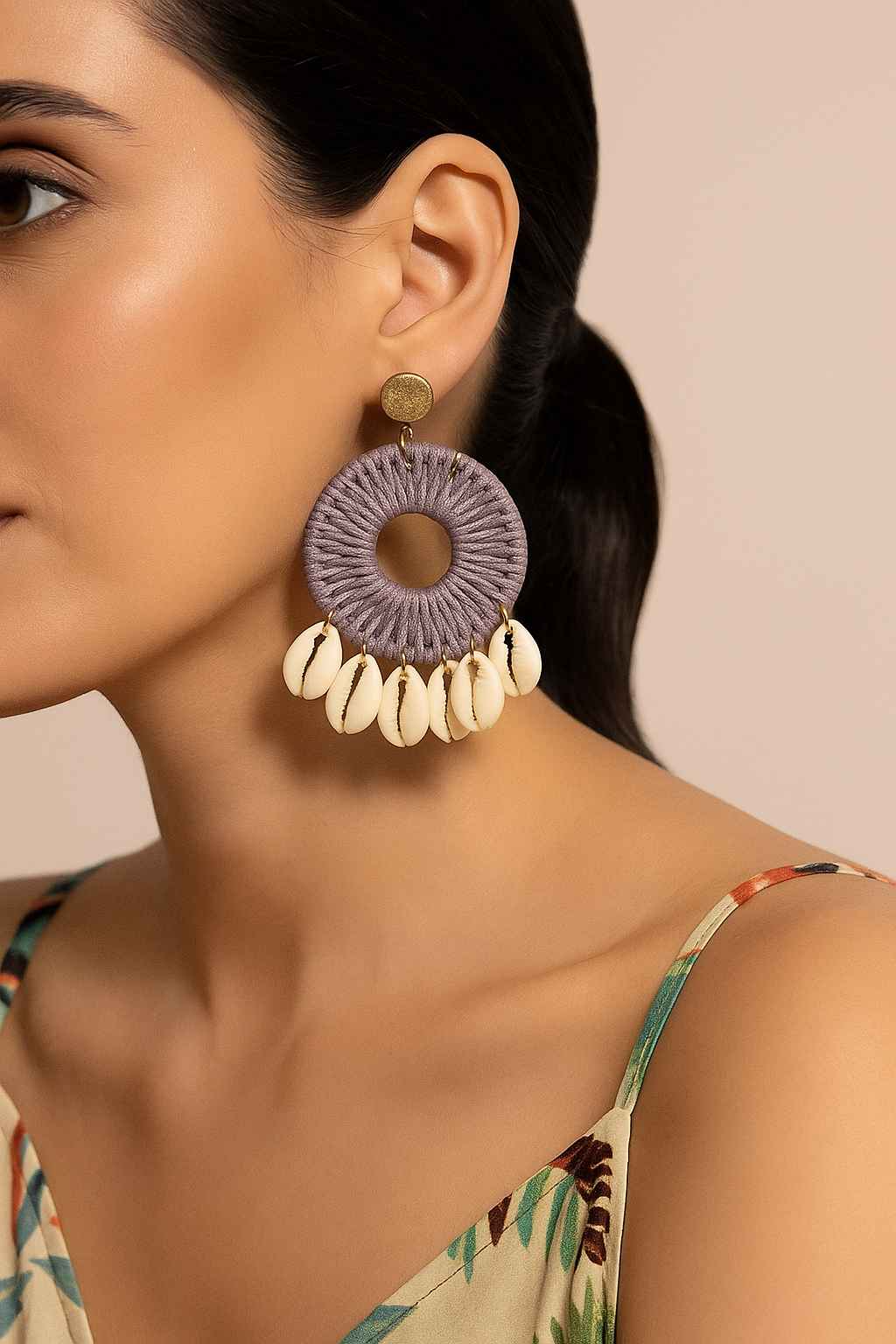 Tela Naari Handcrafted Boho Shell Dangle Earrings - TelaNaari