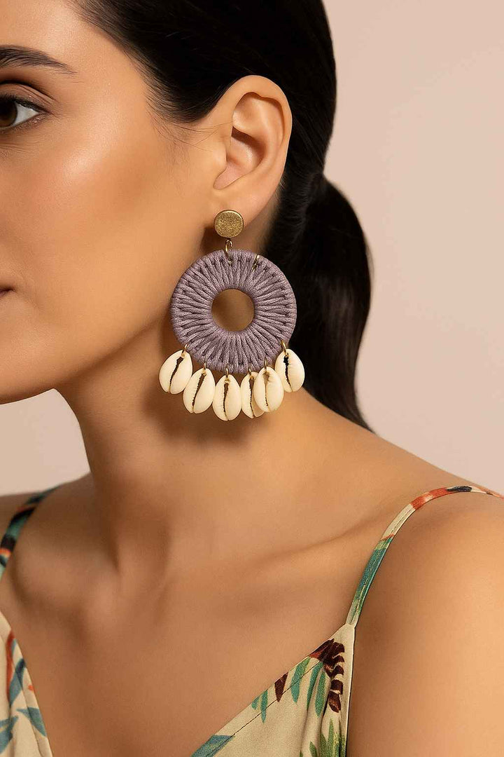 Tela Naari Handcrafted Boho Shell Dangle Earrings - TelaNaari