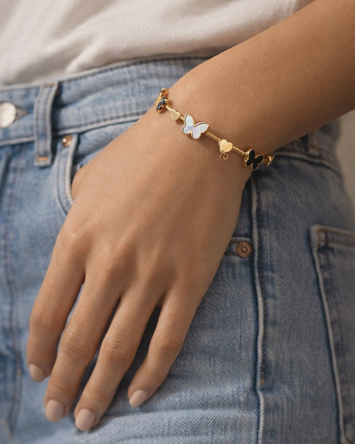 Anti-Tarnish Butterfly & Heart Bracelet