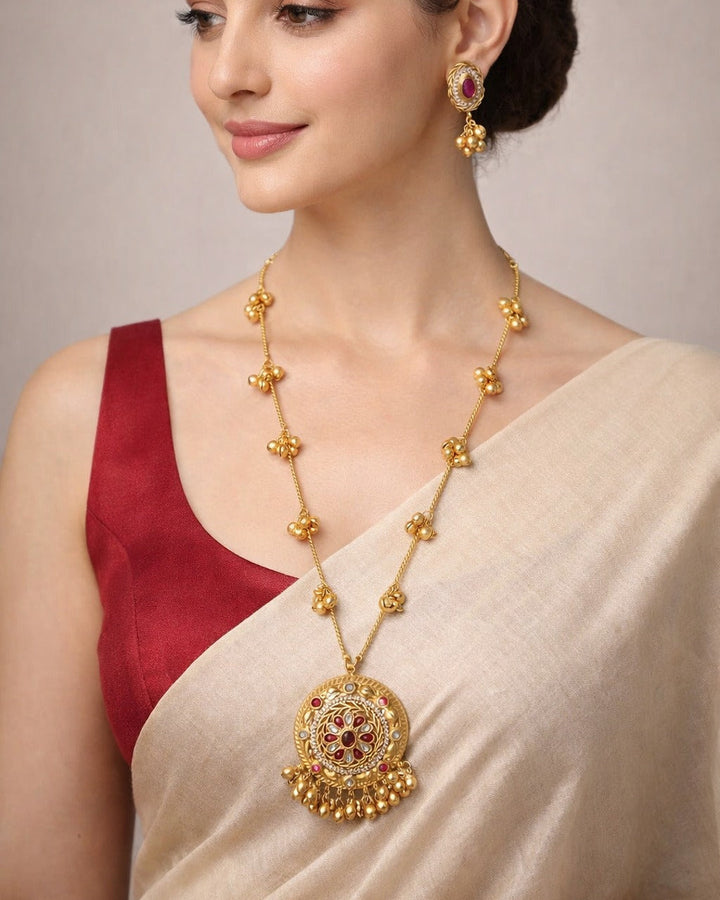 Traditional Gold-Plated Jhumka Necklace Set