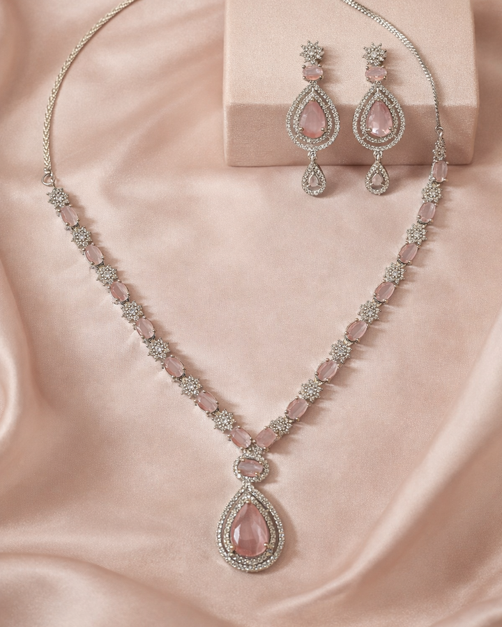 American Diamond Zirconia Layered Necklace Set Mia