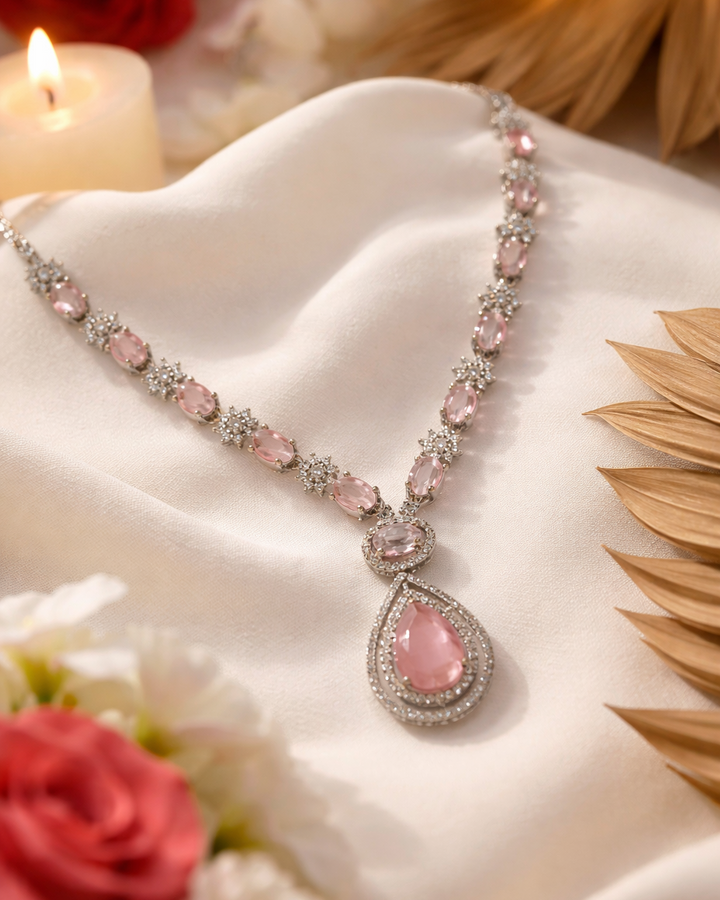 American Diamond Zirconia Layered Necklace Set Mia