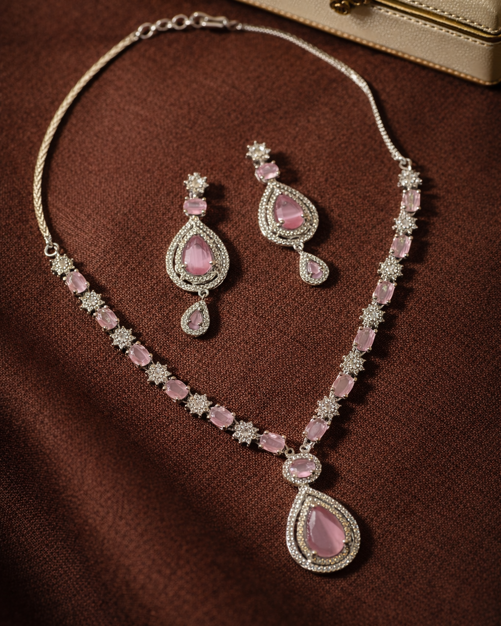 American Diamond Zirconia Layered Necklace Set Mia