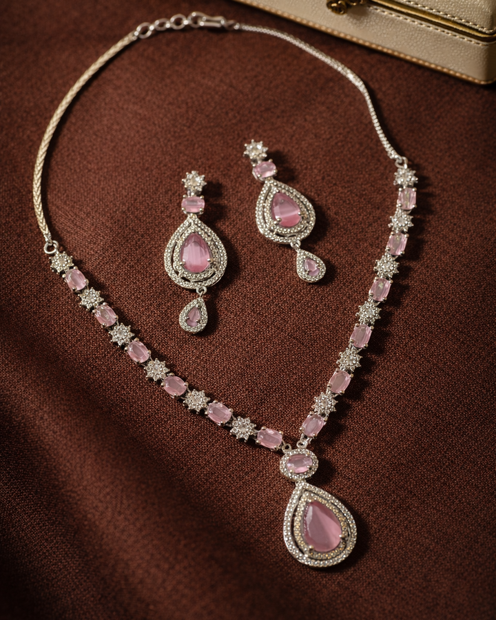 American Diamond Zirconia Layered Necklace Set Mia