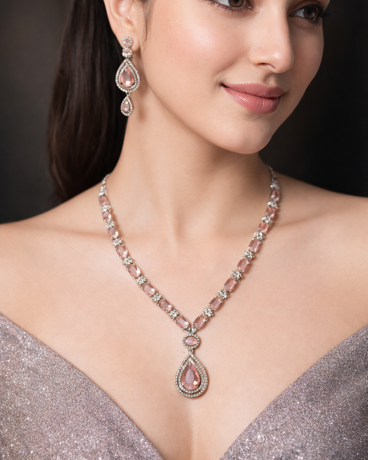 American Diamond Zirconia Layered Necklace Set Mia