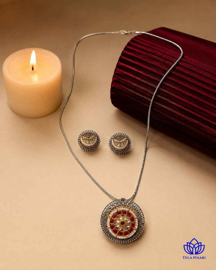 Reshma Dual Tone Pachi Kundan Necklace Set