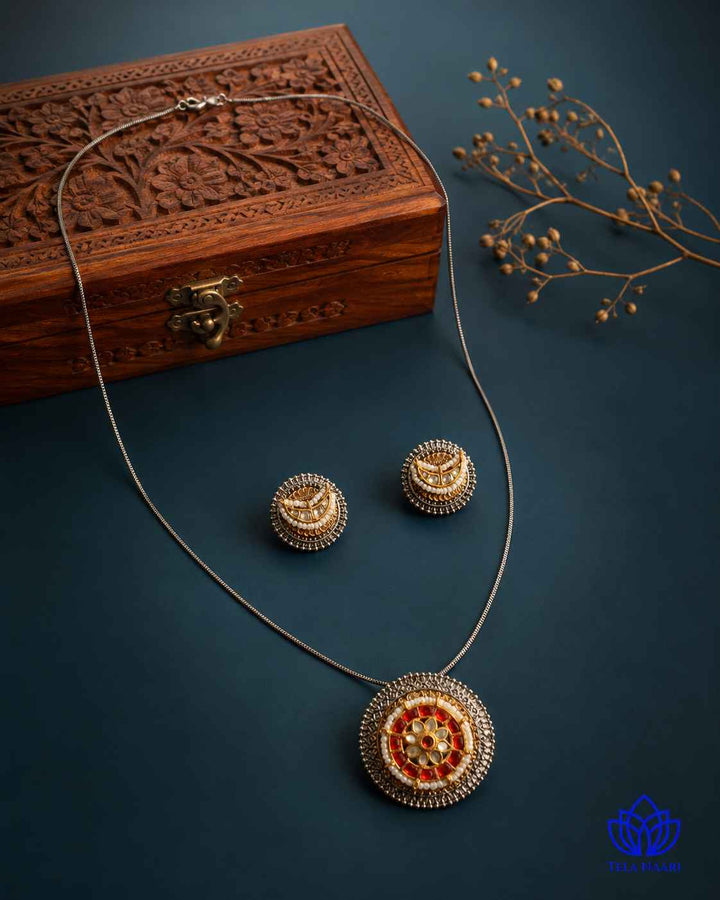 Reshma Dual Tone Pachi Kundan Necklace Set