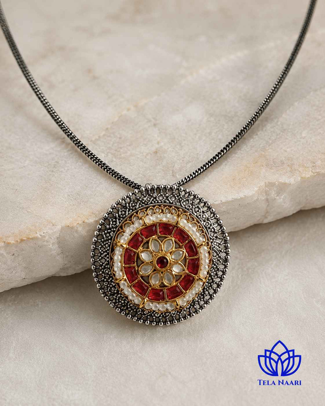 Reshma Dual Tone Pachi Kundan Necklace Set