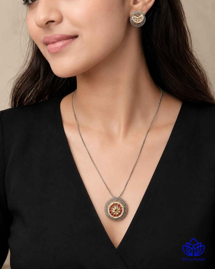 Reshma Dual Tone Pachi Kundan Necklace Set