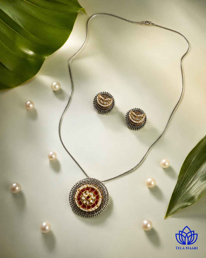 Reshma Dual Tone Pachi Kundan Necklace Set