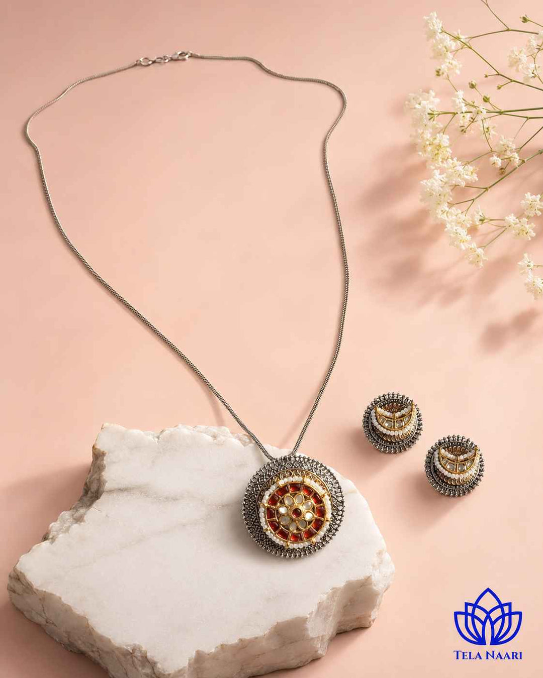 Reshma Dual Tone Pachi Kundan Necklace Set