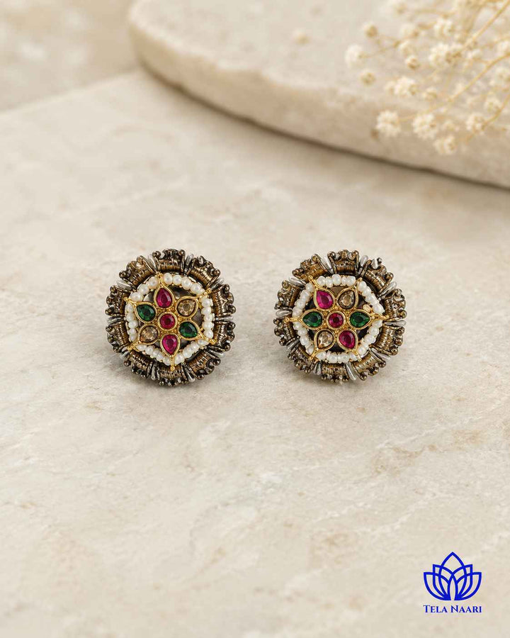 Meenakshi Dual Tone Pachi Kundan Necklace Set