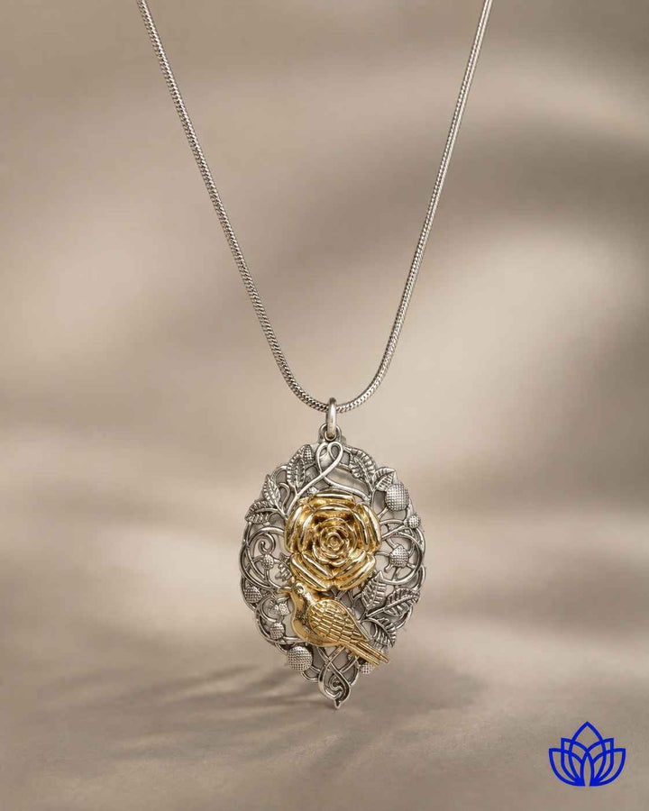 Kavya Dual Tone Rose Petal Necklace Set