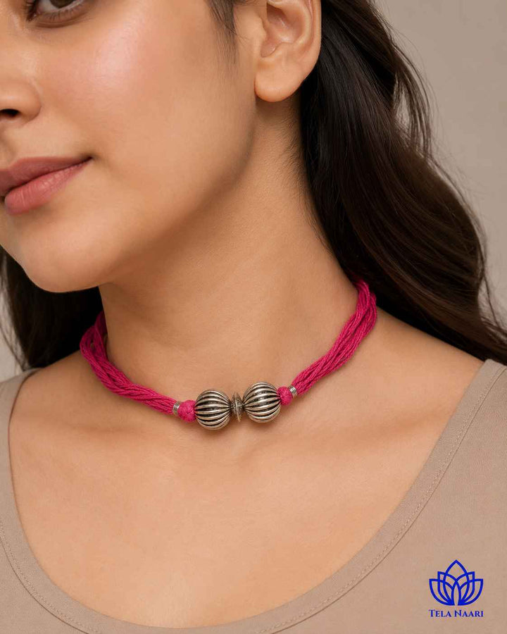 Arpita Silver Plated Thread Necklace Choker