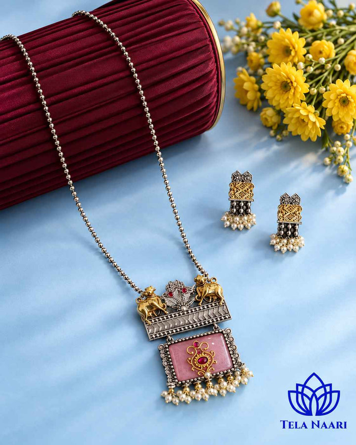 Rini Dual Tone Pink Necklace Set
