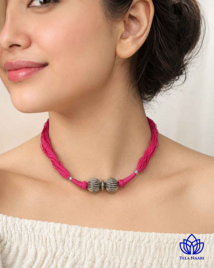 Arpita Silver Plated Thread Necklace Choker