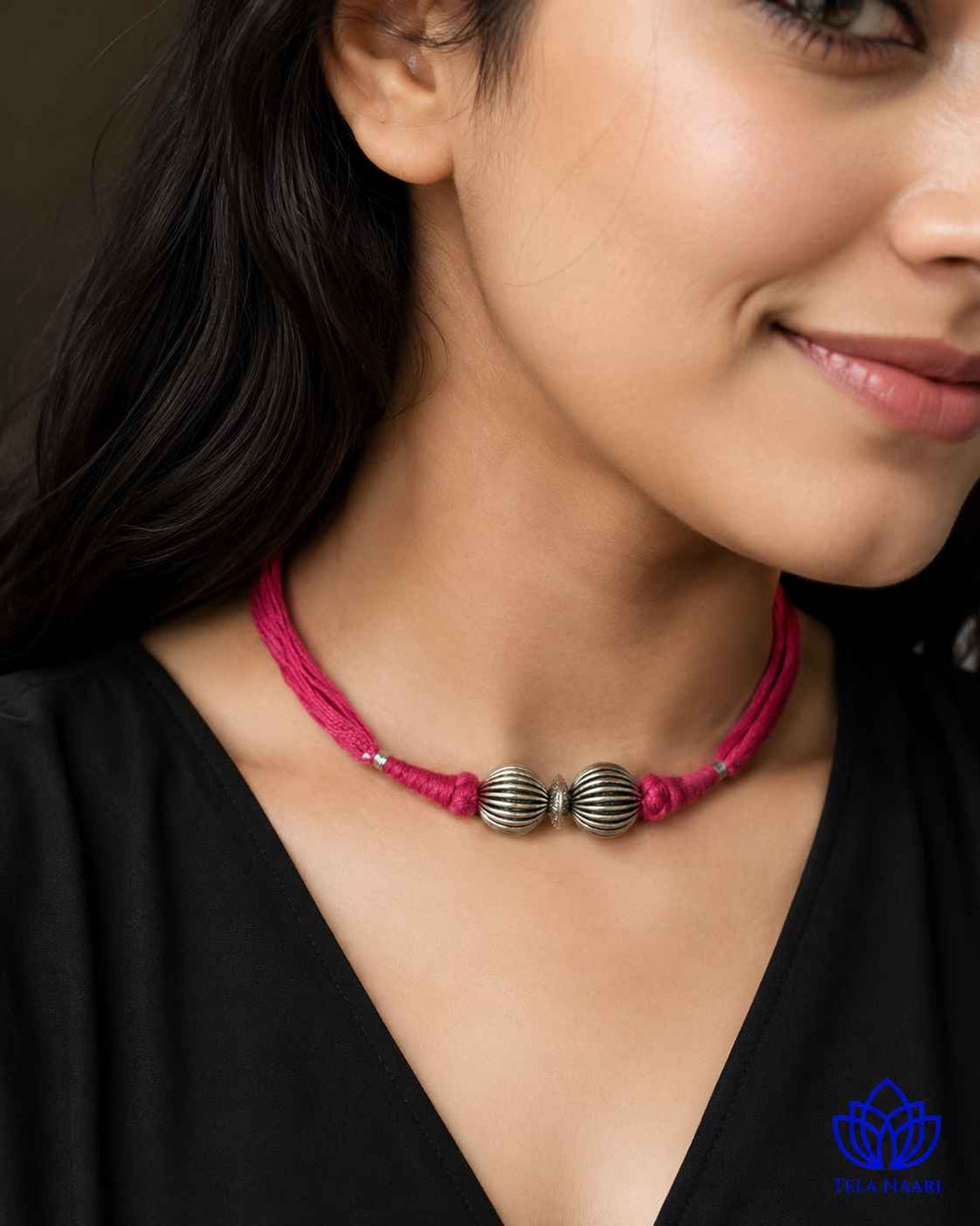 Arpita Silver Plated Thread Necklace Choker