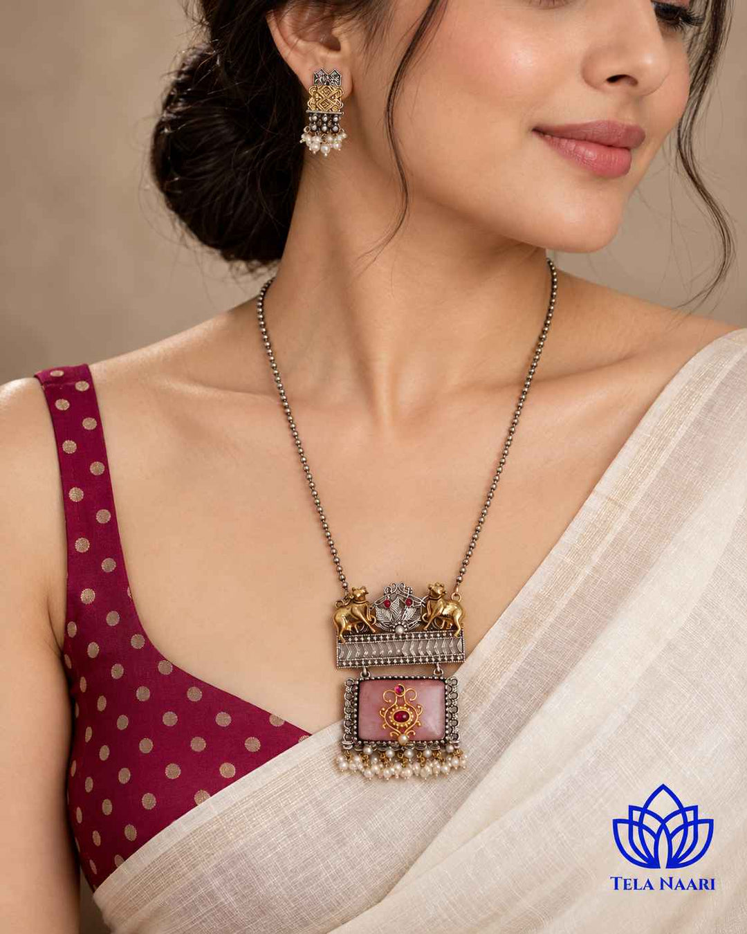 Rini Dual Tone Pink Necklace Set