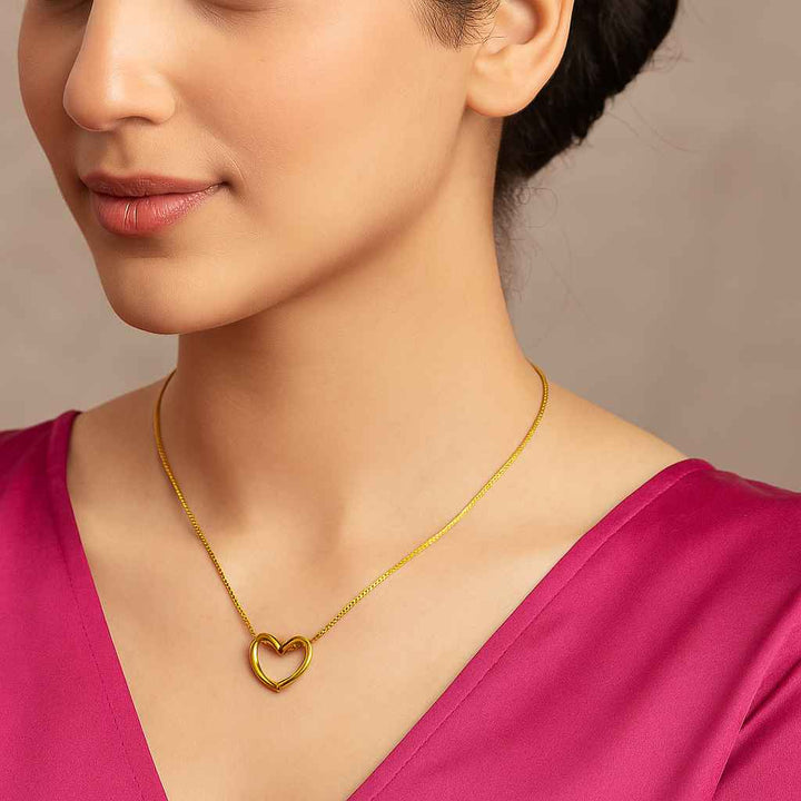 Anti Tarnish Heart Pendant Chain Necklace