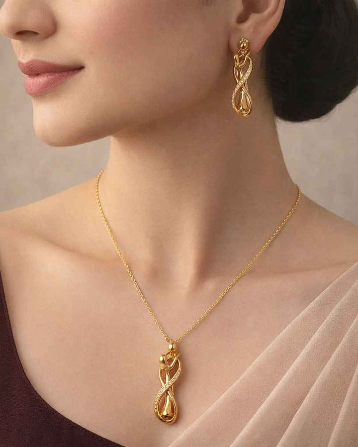 Infinity Couple Anti-Tarnish Gold Pendant Necklace