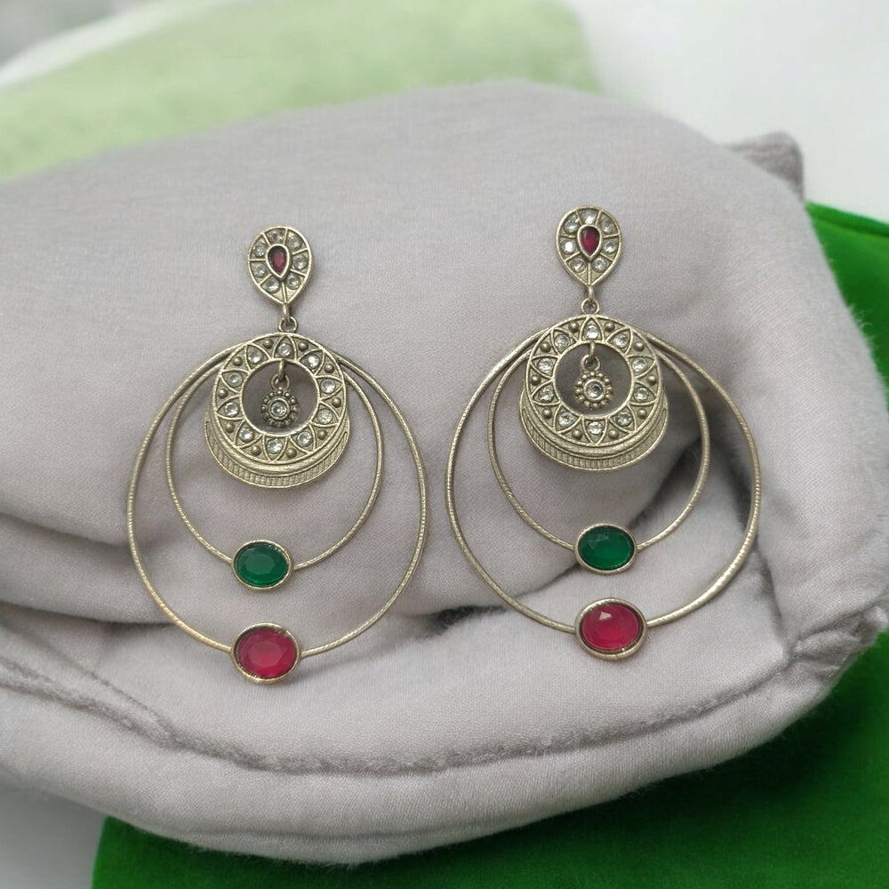 Elegant Silver Oxidised Earrings Rabhya - TelaNaari