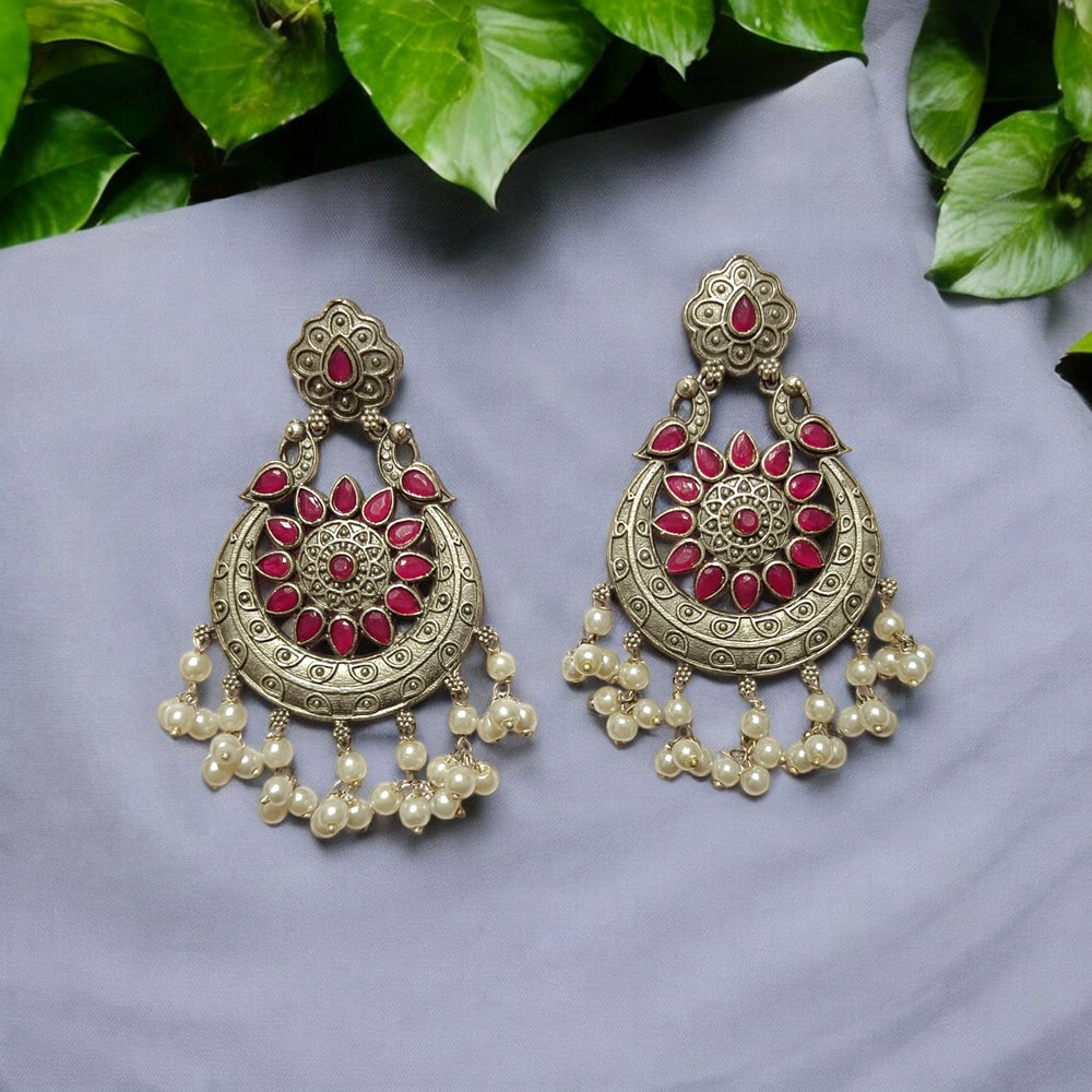 BRASS SILVER REPLICA Dangler EARRINGS MEGHAL - TelaNaari