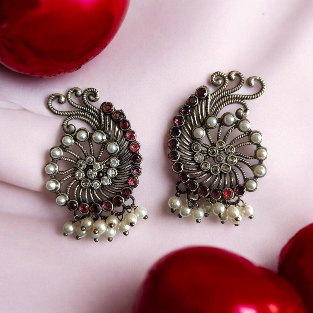 Telanaari Timeless Akaljeet Silver Plated Pearl Stud Earrings - TelaNaari