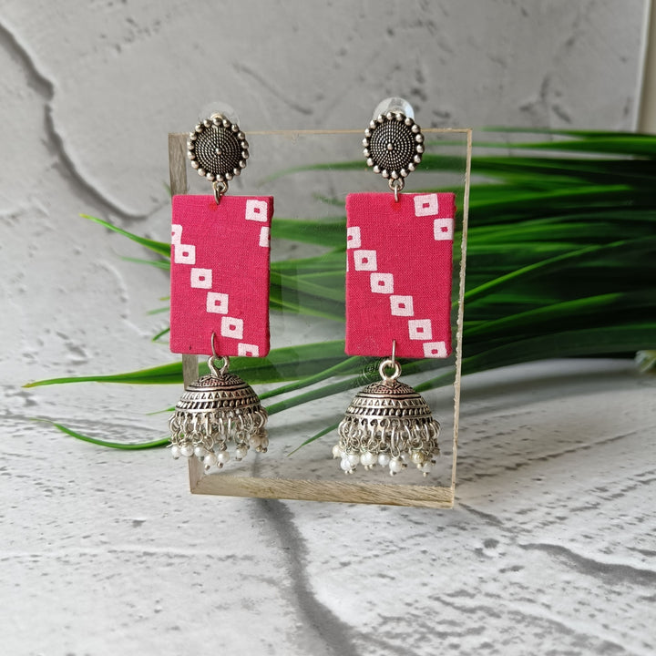 Tela Naari, Bandhani Jhumka Fabric Earrings