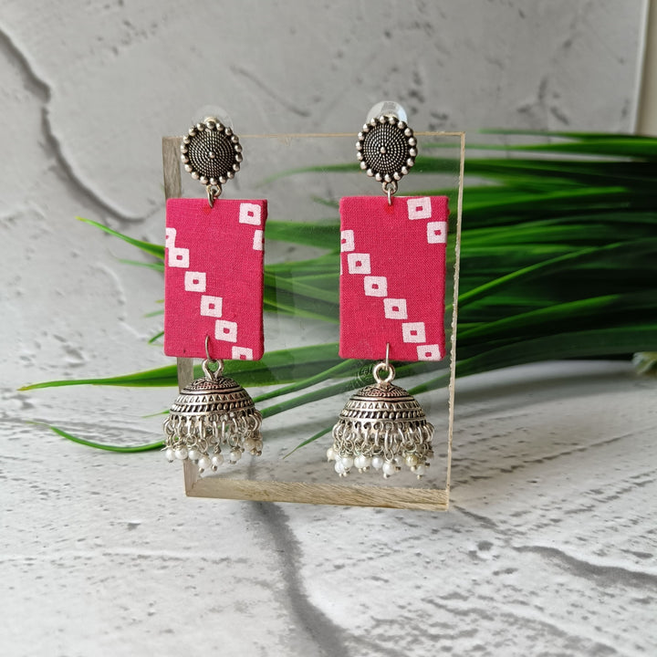 Tela Naari, Bandhani Jhumka Fabric Earrings