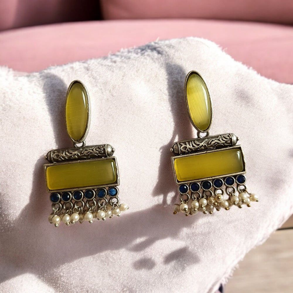 Elegant Lajvanti Silver Plated Pearl Earrings - TelaNaari