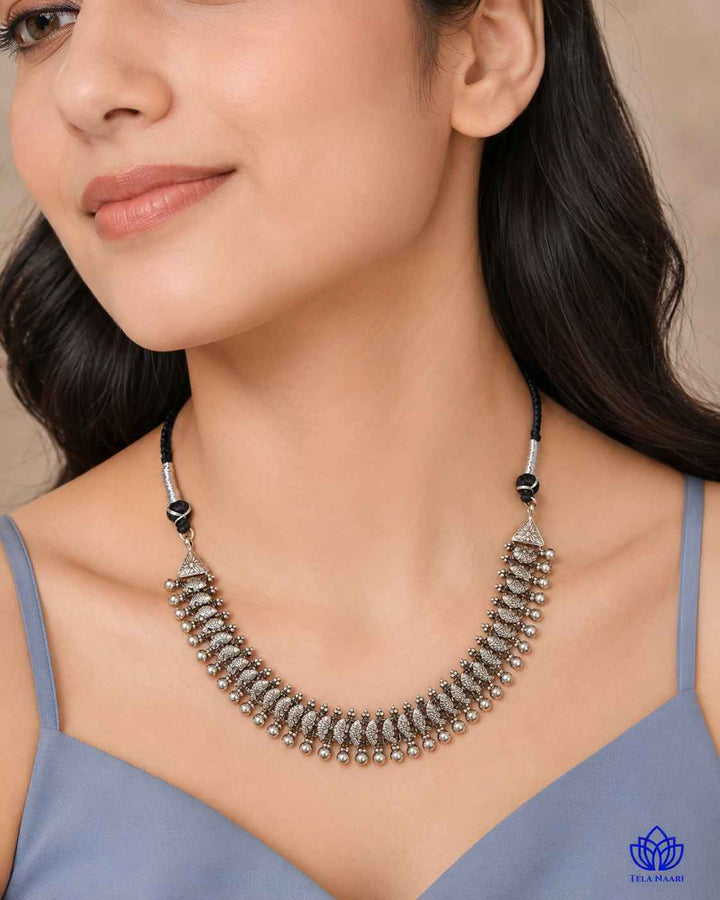 Kusum Silver Plated Sleek Necklace