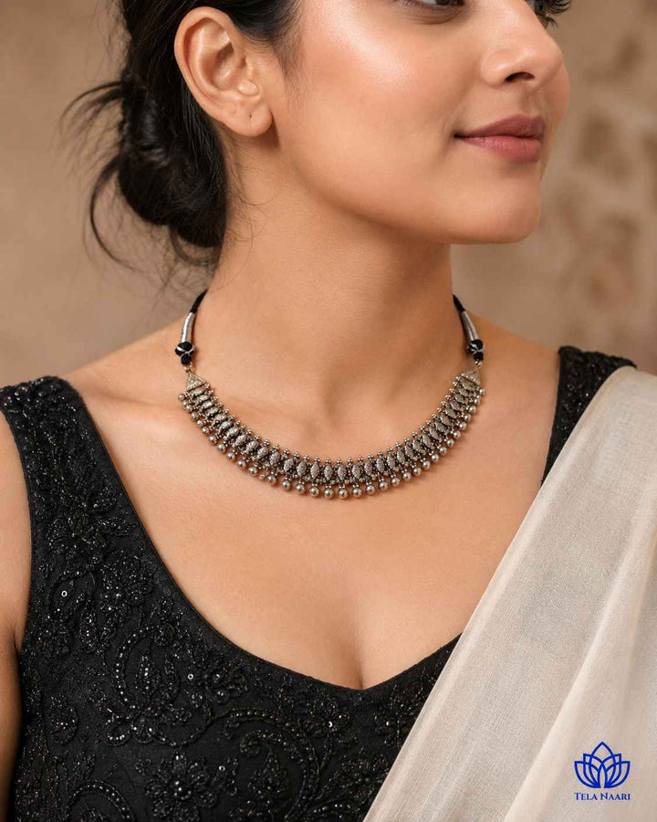 Kusum Silver Plated Sleek Necklace