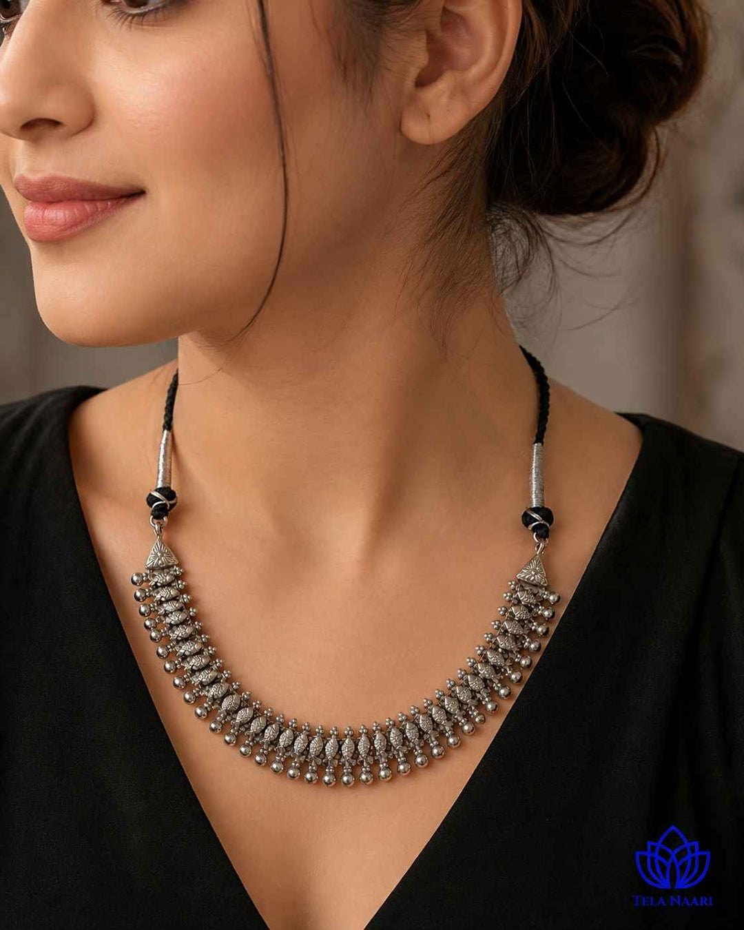 Kusum Silver Plated Sleek Necklace
