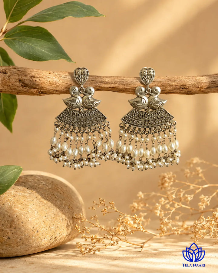 Silver-Plated Duck Earrings