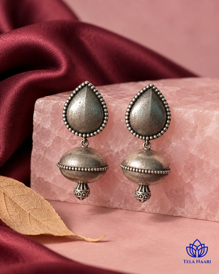 Silver Oxidised Daily Wear Earrings | Indian Heritage Jewellery