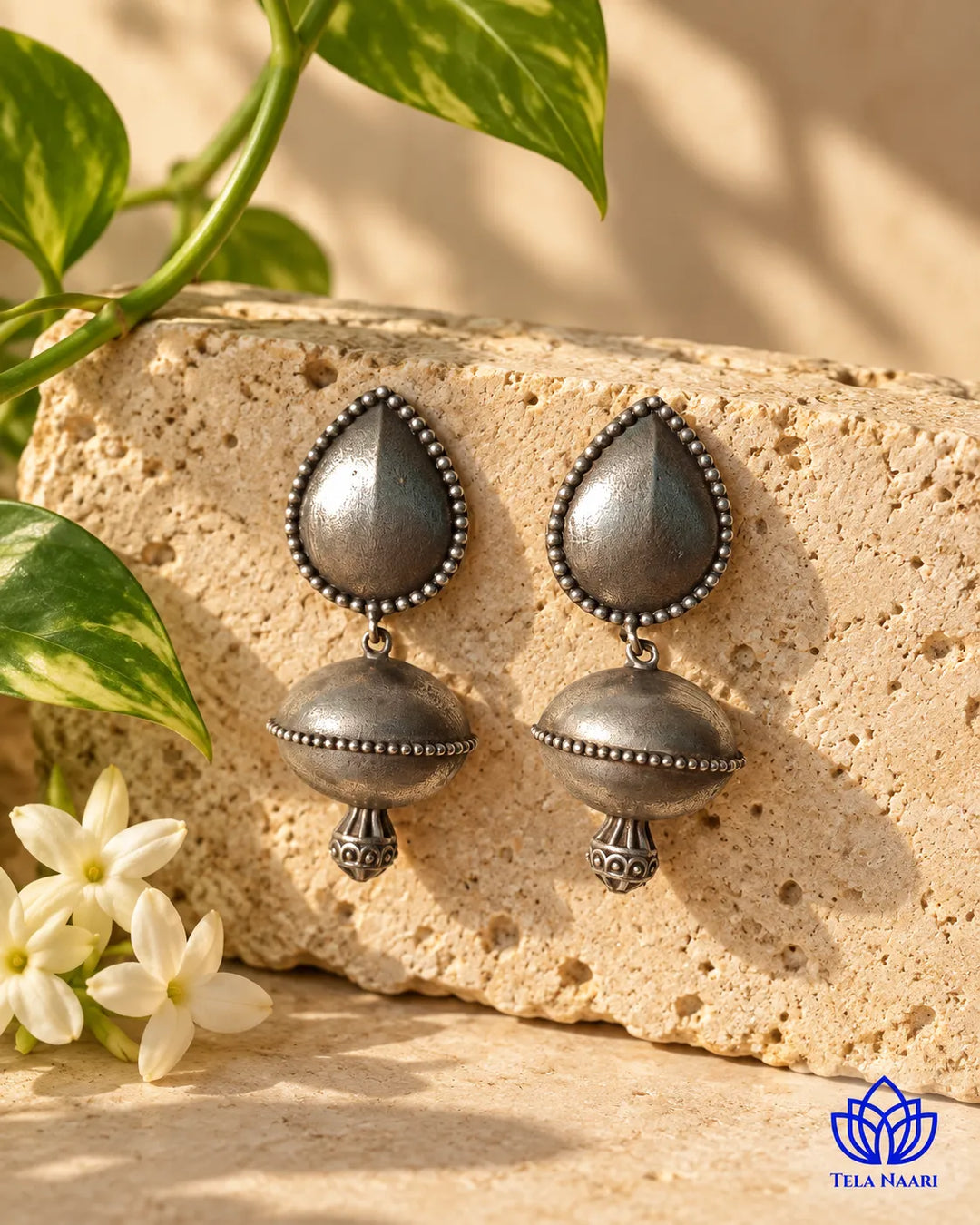 Silver Oxidised Daily Wear Earrings | Indian Heritage Jewellery